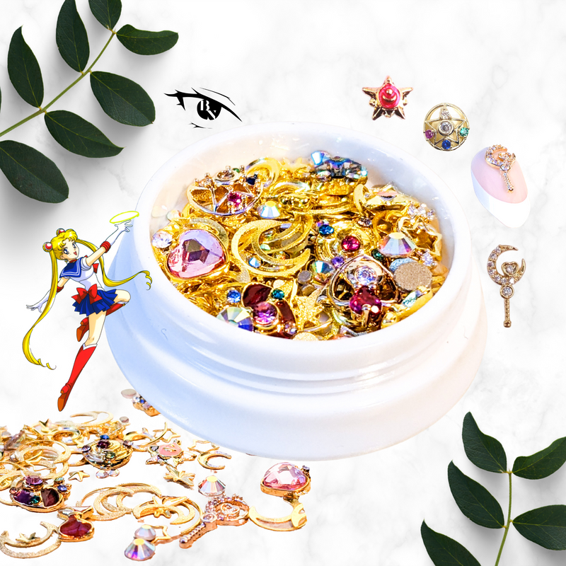 Sailor Anime Custom Press-on Jeweled Nail Set