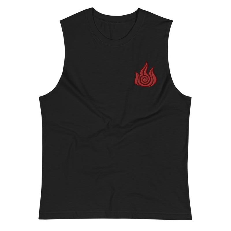 Fire Nation Embroidered Muscle Workout Shirt